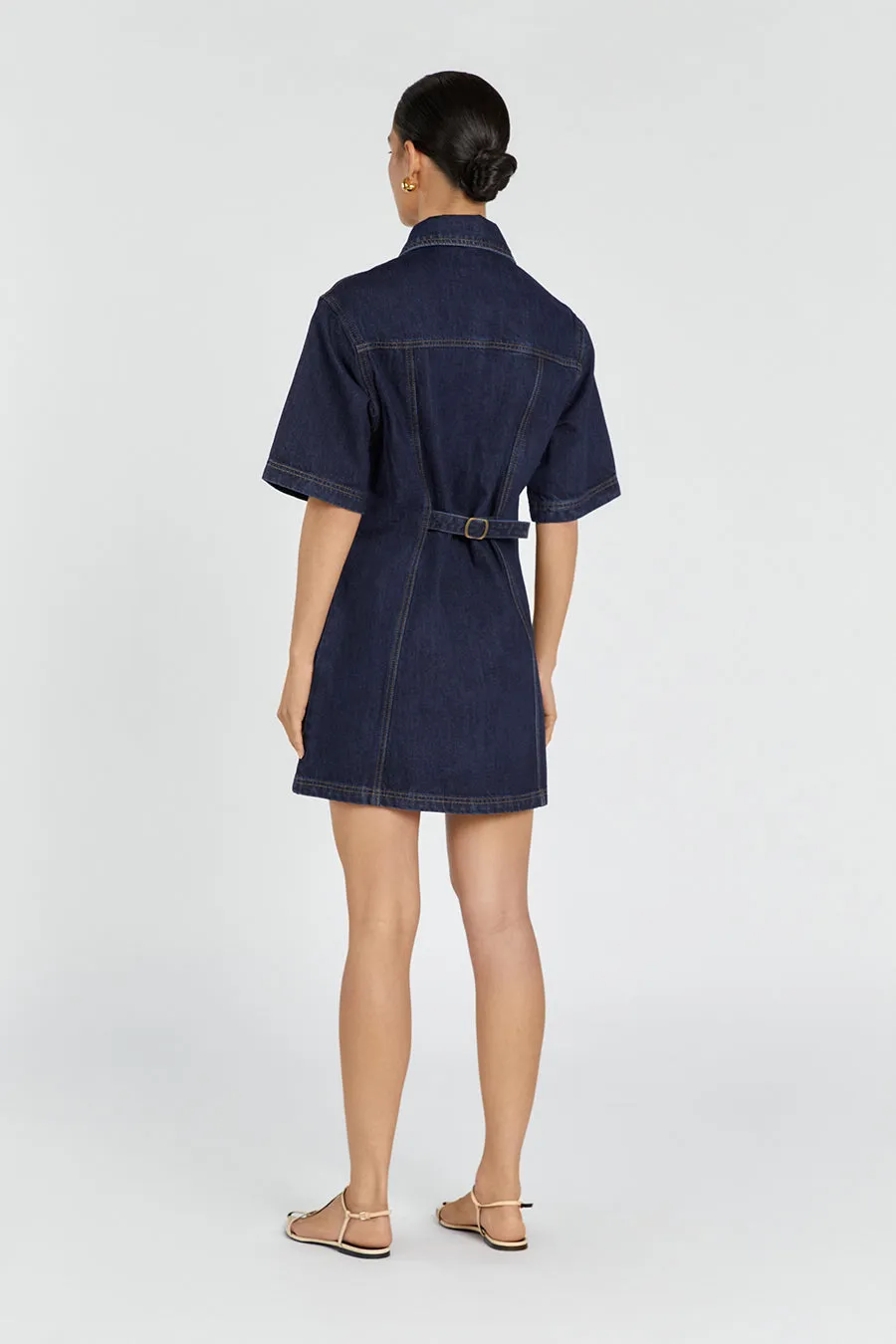 ALFRED INDIGO DENIM MINI DRESS