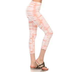 Apricot Tie Dye Capri Leggings Made in USA