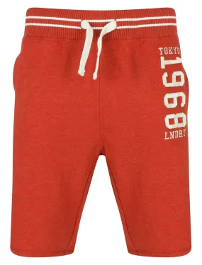 Axial Loop Back Fleece Jogger Shorts In Tokyo Red Marl - Tokyo Laundry