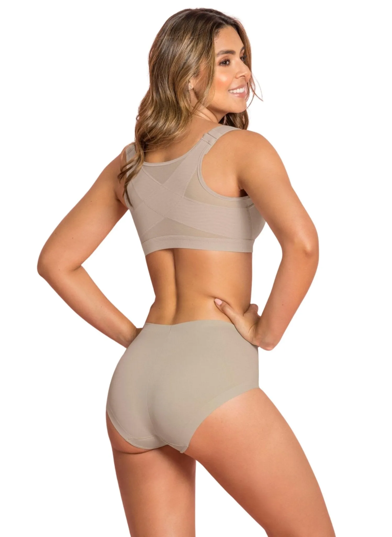 Back Support Posture Corrector Wireless Bra - Nude