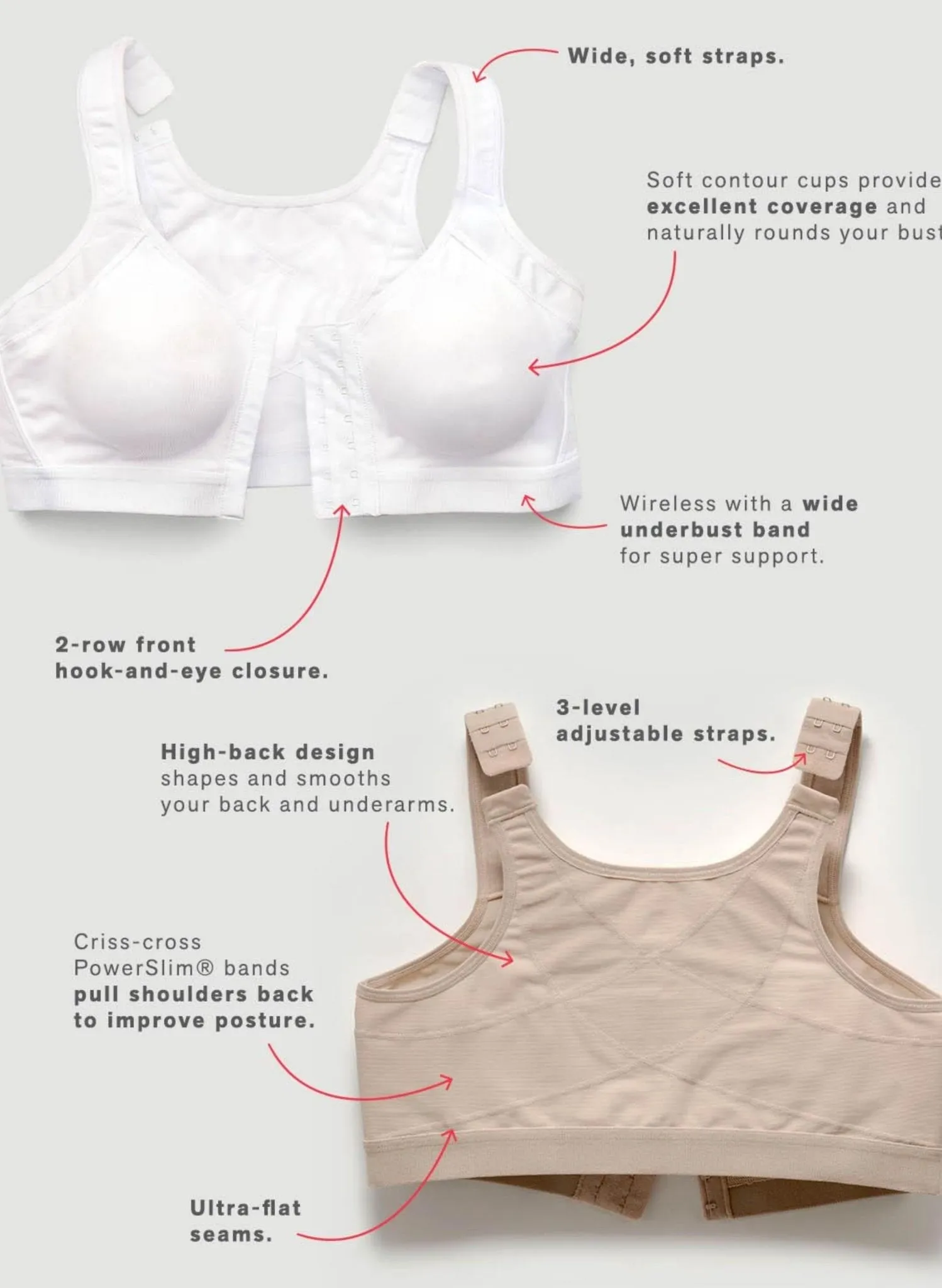 Back Support Posture Corrector Wireless Bra - Nude