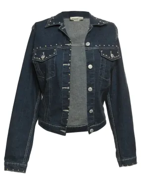 Beaded Medium Wash Denim Jacket - XL