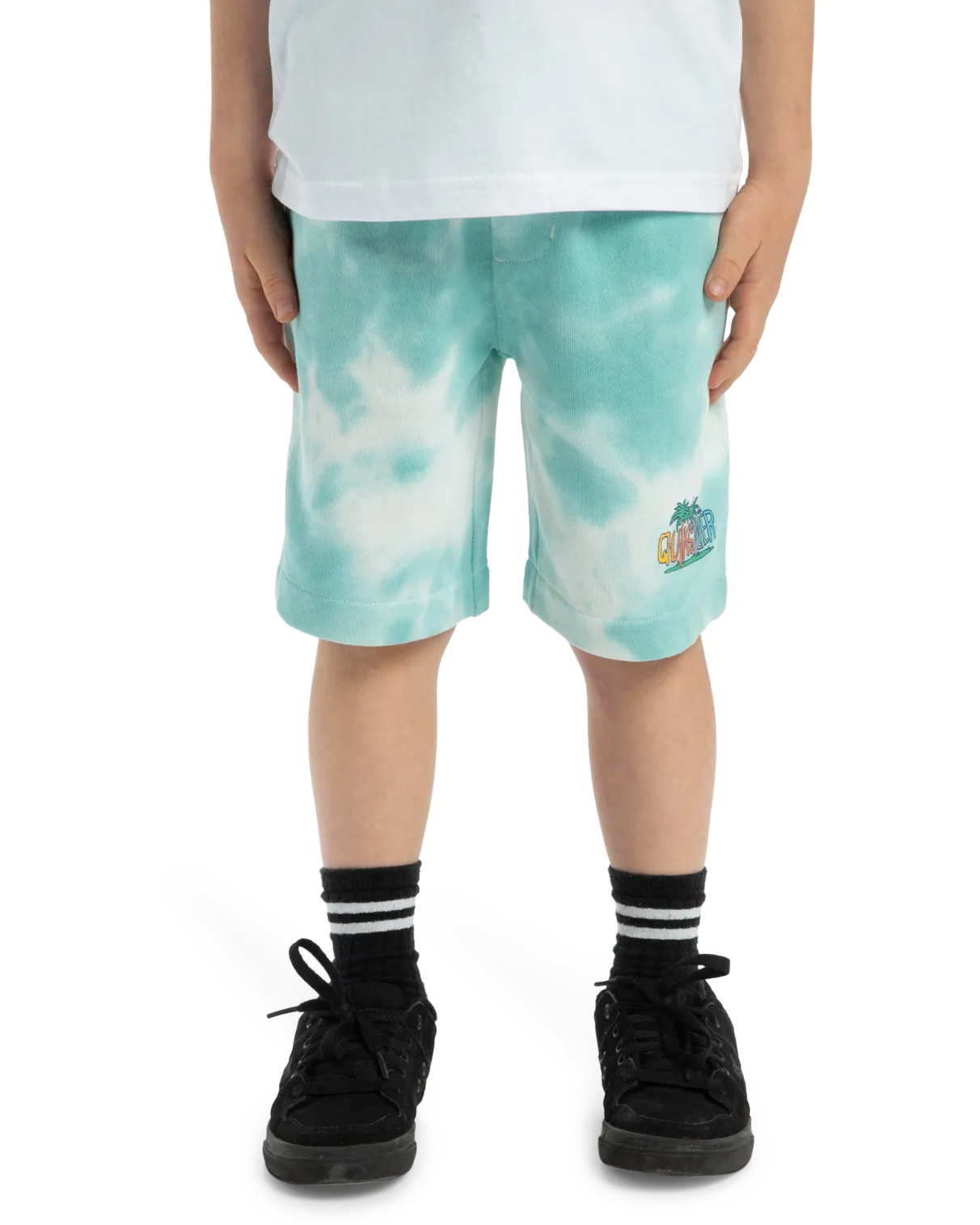 Boys Tie Dye Jogger Shorts in Marine Blue