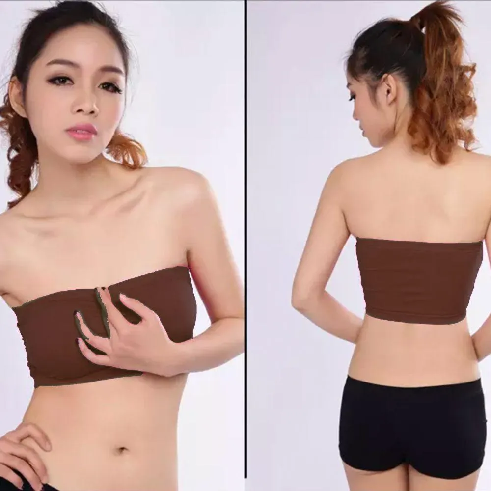 Brown Sports Bra Strapless Non Padded