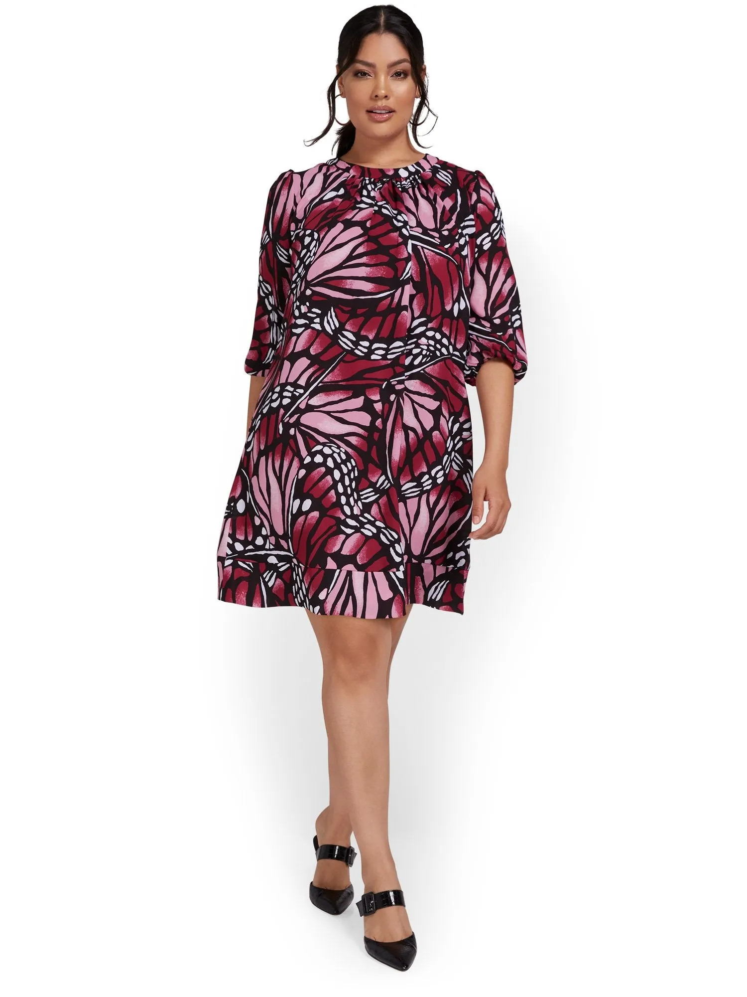 Butterfly-Print Shift Dress