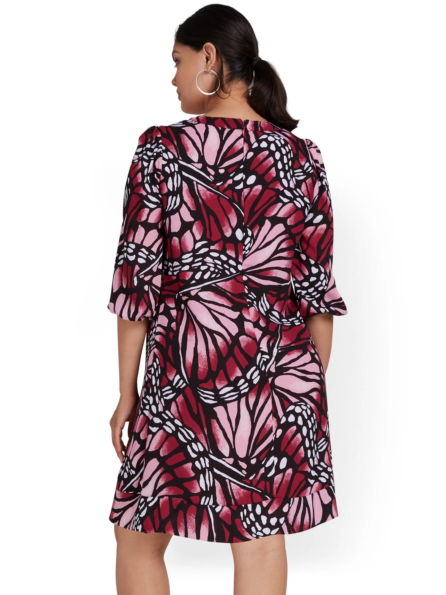 Butterfly-Print Shift Dress