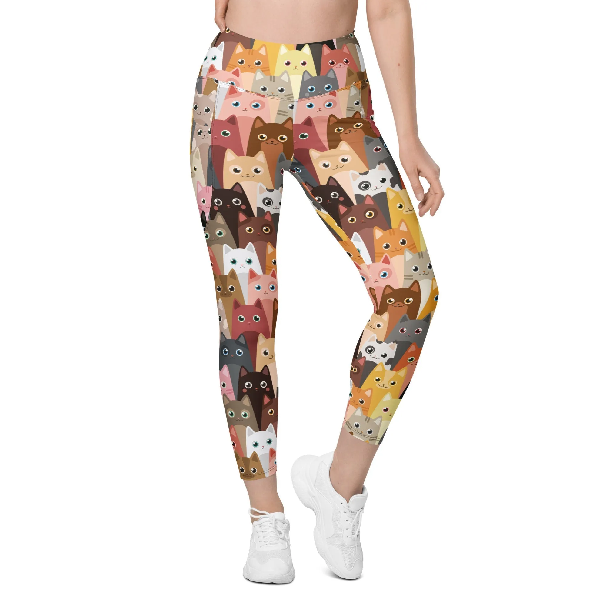 Cartoon Cats Leggings With Pockets