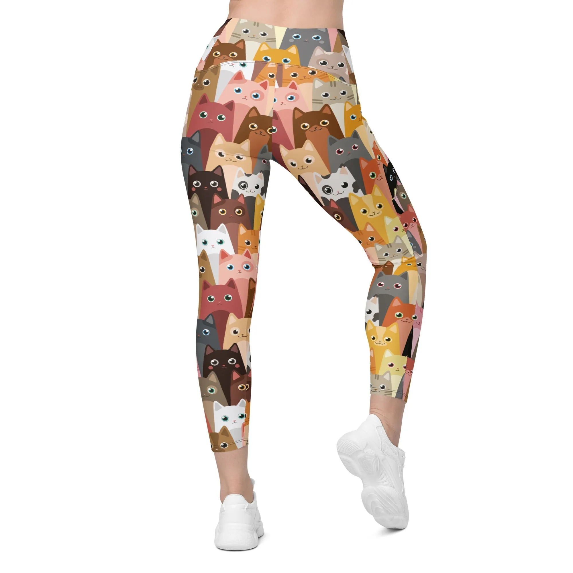 Cartoon Cats Leggings With Pockets