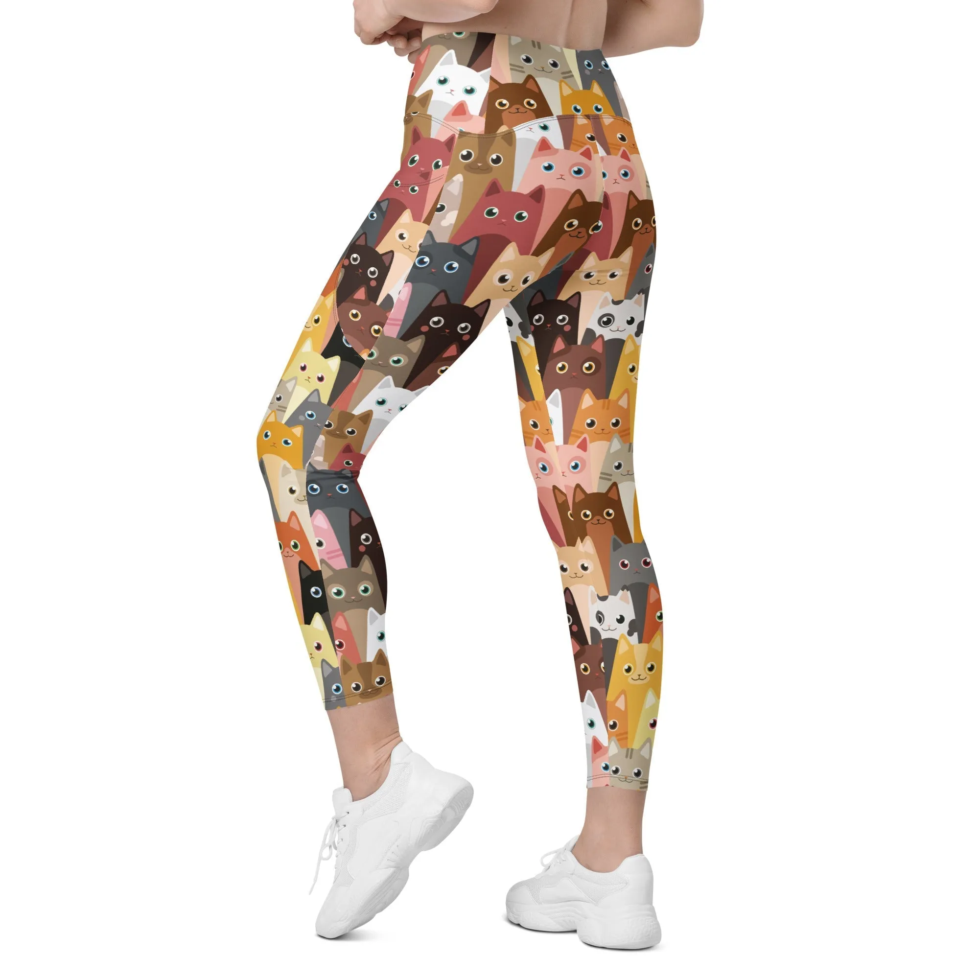 Cartoon Cats Leggings With Pockets