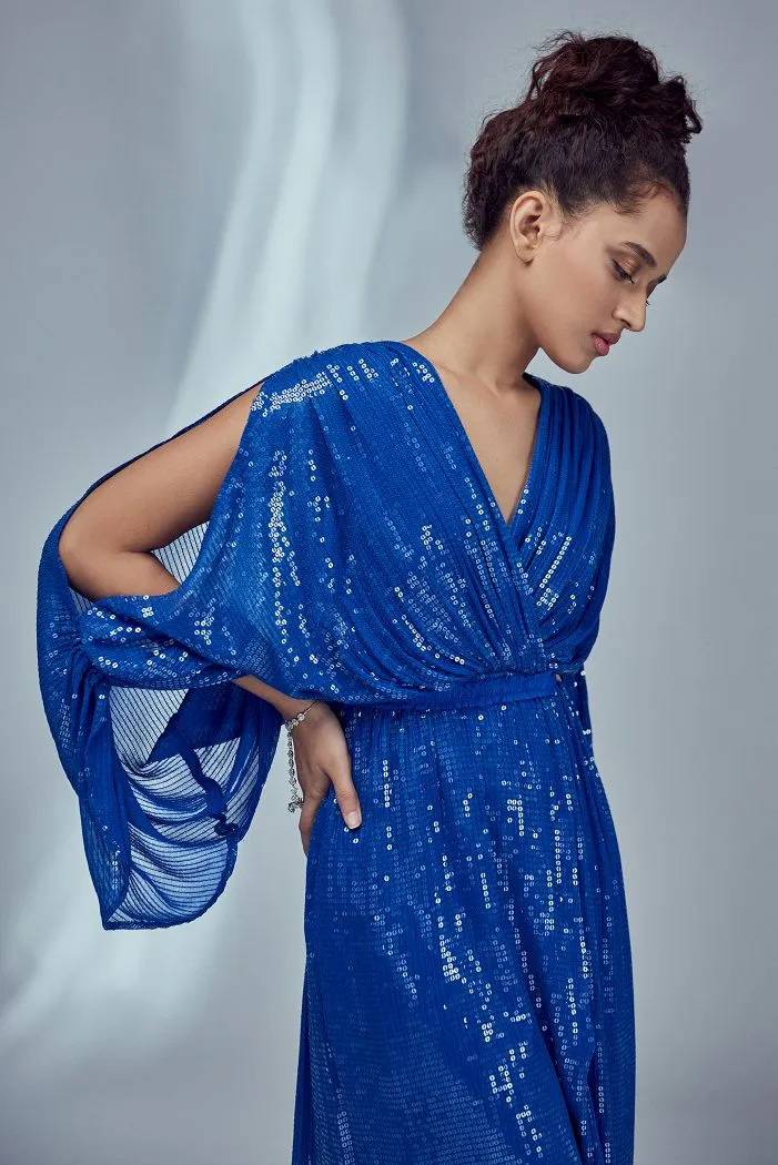 Cobalt Blue Sequin Kimono Dress