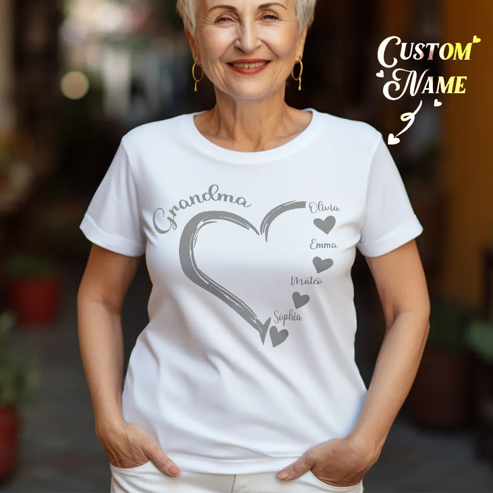 Custom Mama Grandma T-Shirts Personalised Kids Name T-shirt Mother's Day Gifts