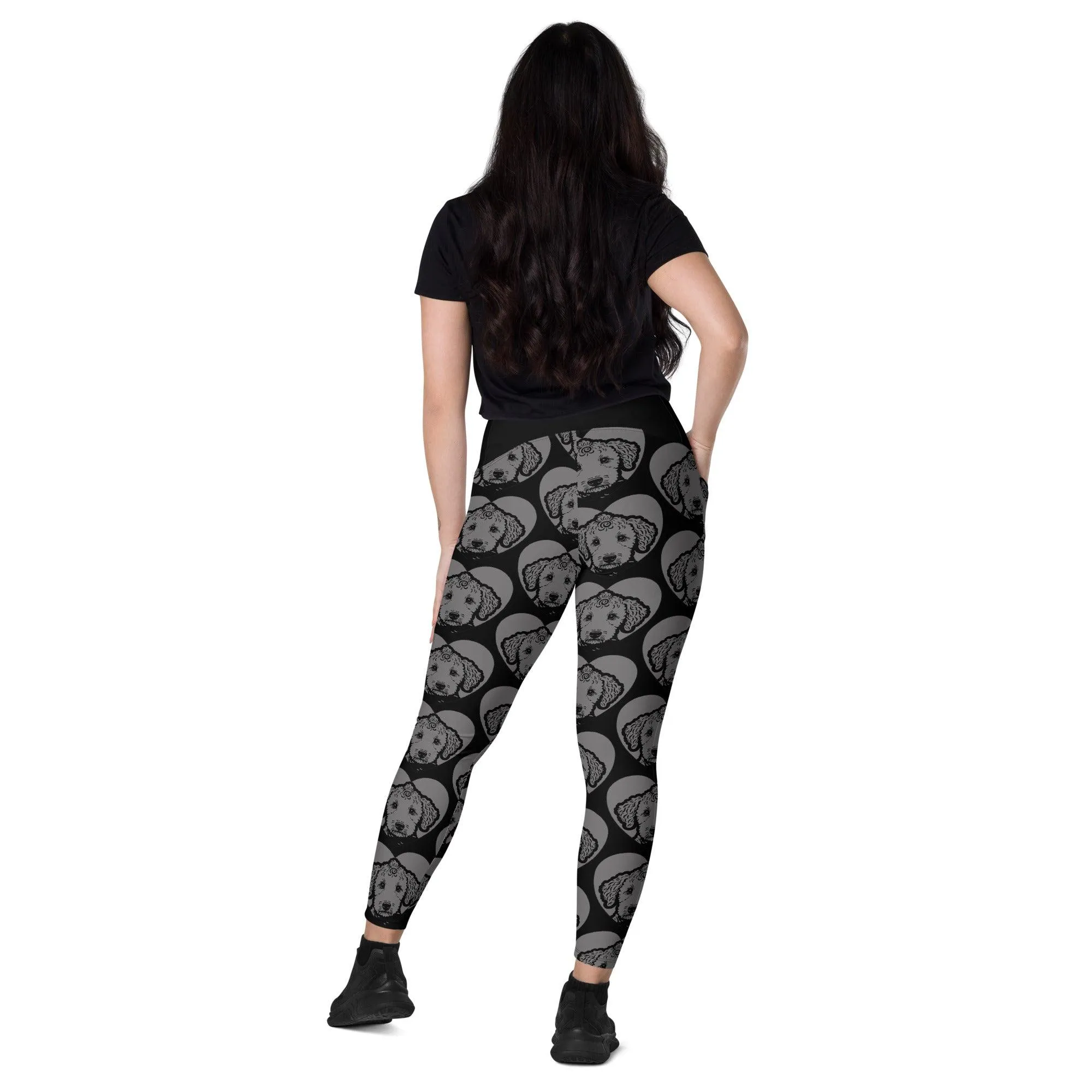 DOG BREED LEGGINGS with pockets - BEDLINGTON TERRIER - HERTTAHOUND - grey