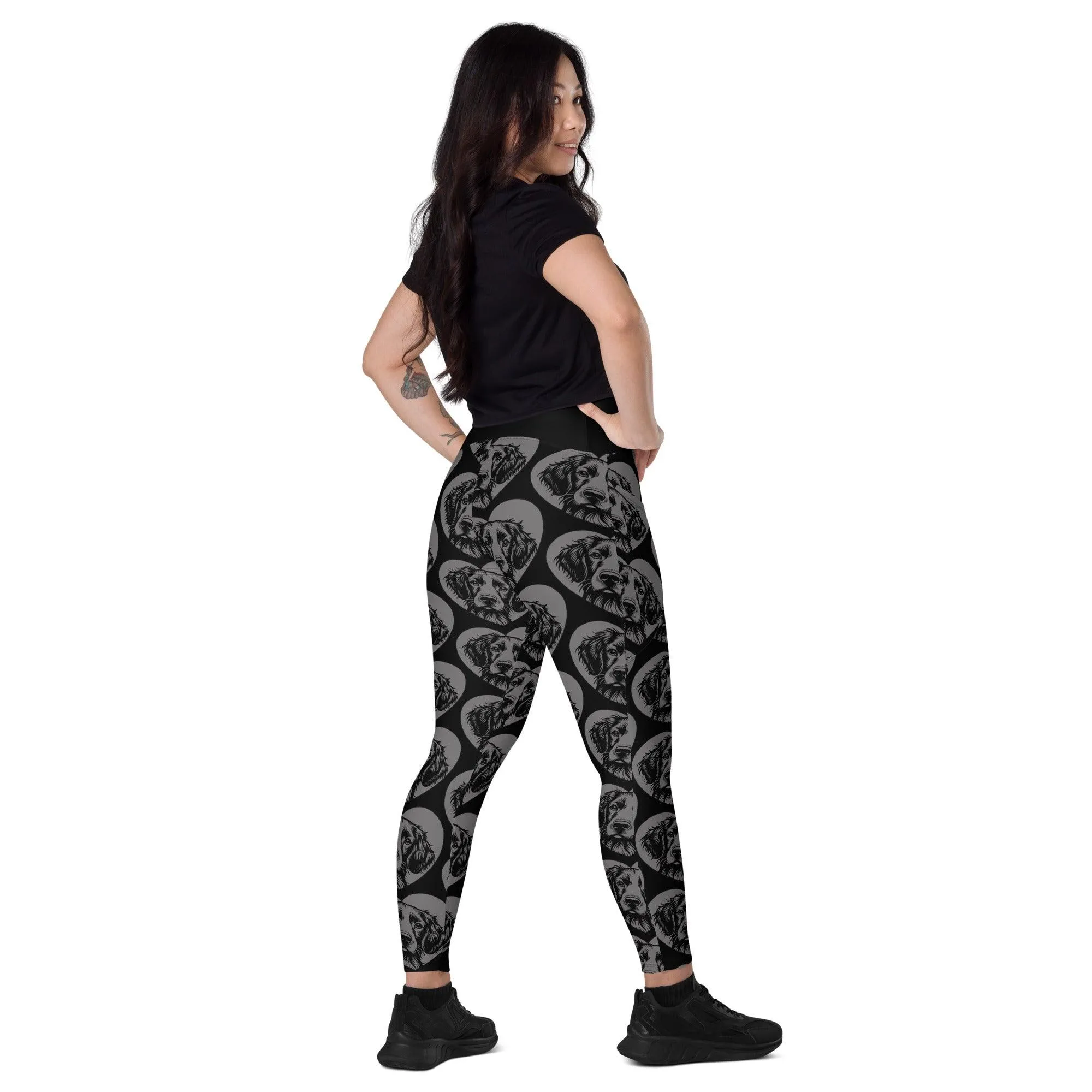 DOG BREED LEGGINGS with pockets - BRITTANY SPANIEL - HERTTAHOUND - grey