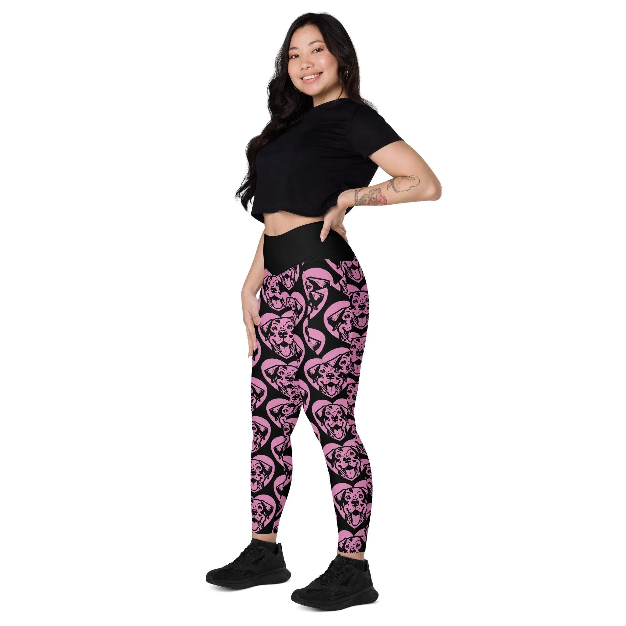 DOG BREED LEGGINGS with pockets - CATAHOULA LEOPARD DOG - HERTTAHOUND - pink