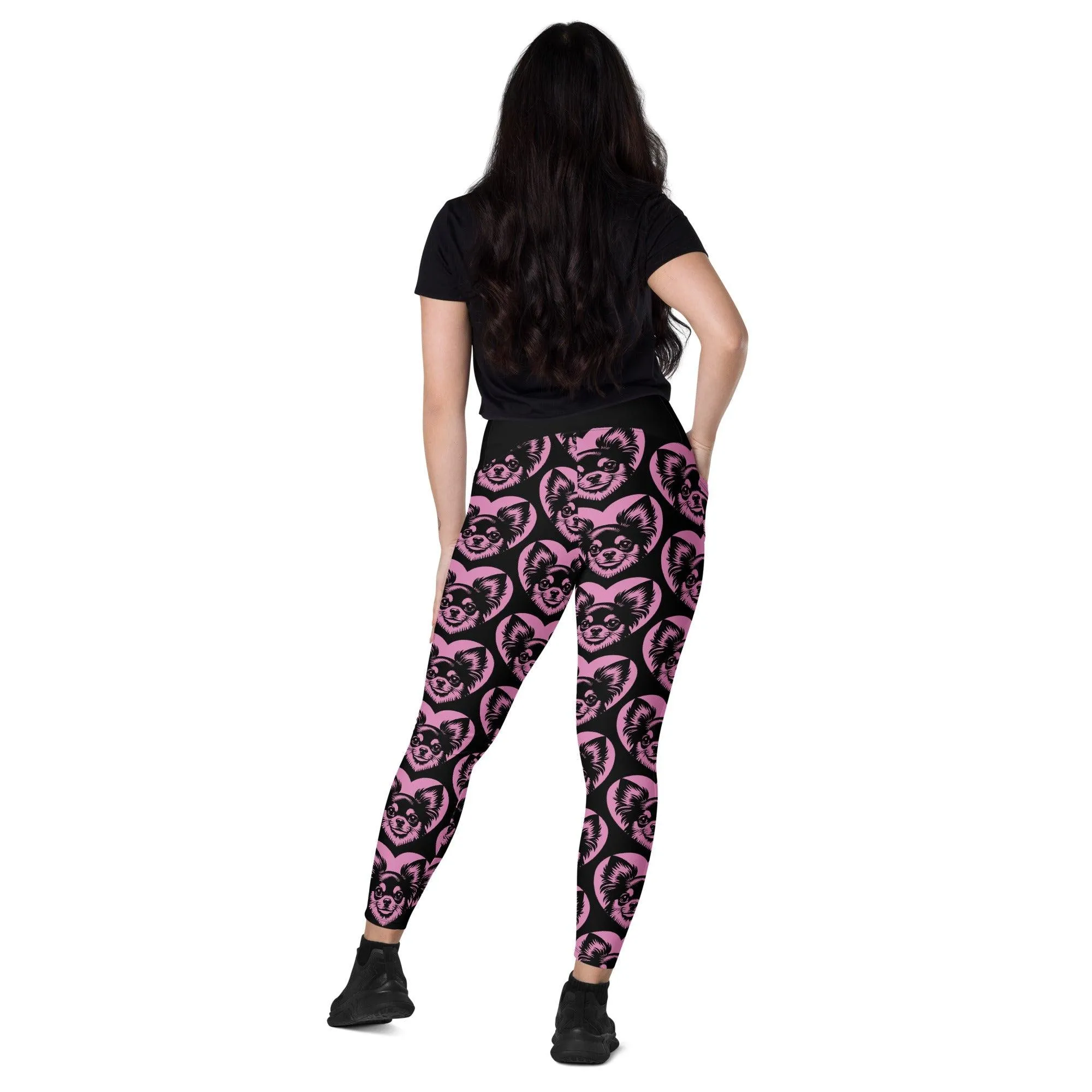 DOG BREED LEGGINGS with pockets - CHIHUAHUA LONG HAIRED - HERTTAHOUND - pink