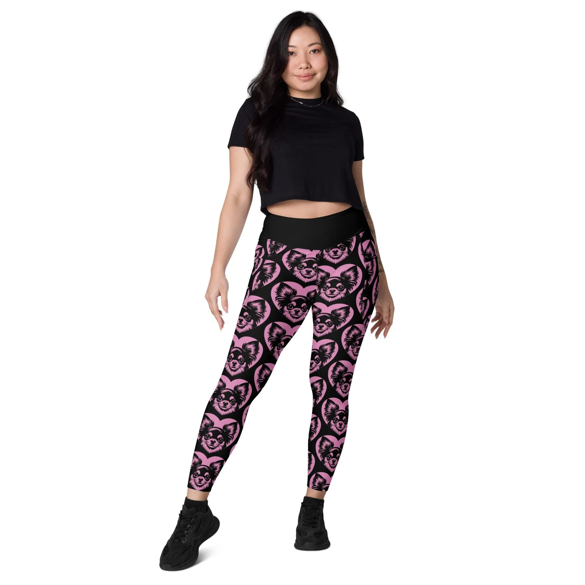 DOG BREED LEGGINGS with pockets - CHIHUAHUA LONG HAIRED - HERTTAHOUND - pink