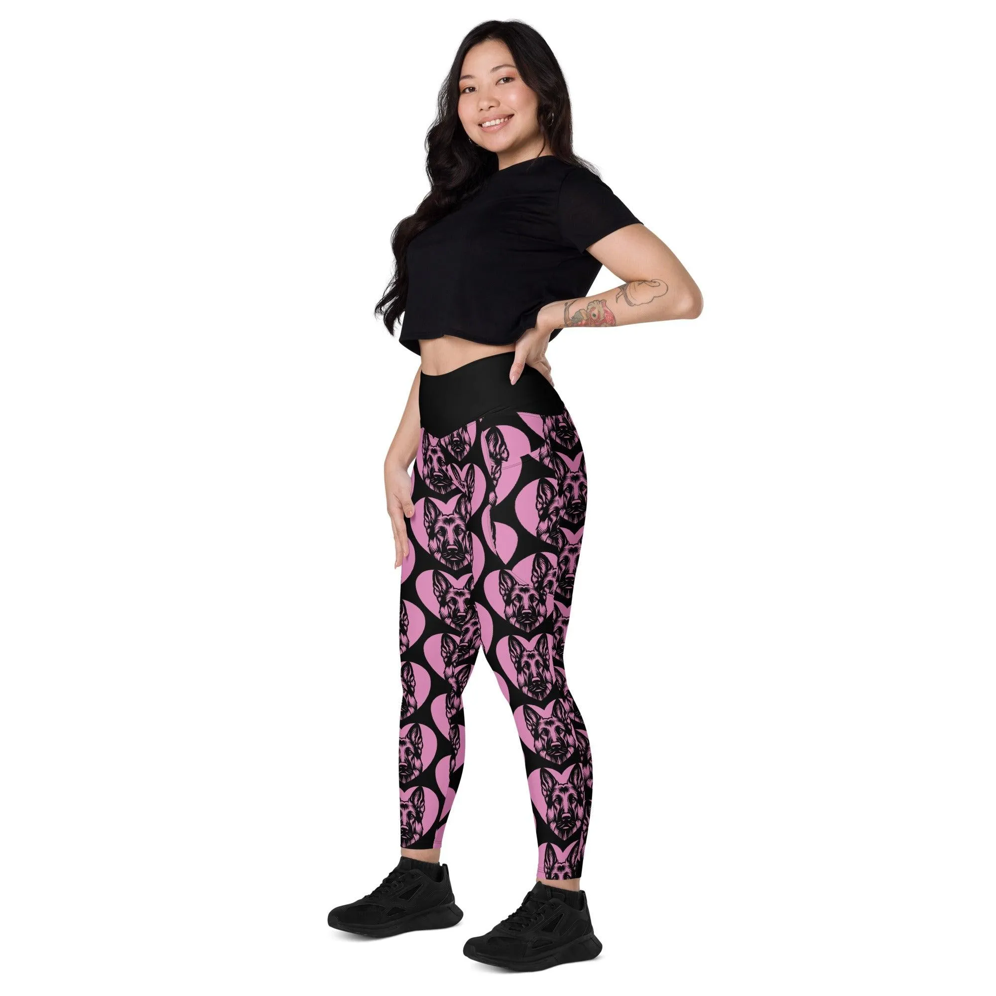 DOG BREED LEGGINGS with pockets - GERMAN SHEPHERD - HERTTAHOUND - pink