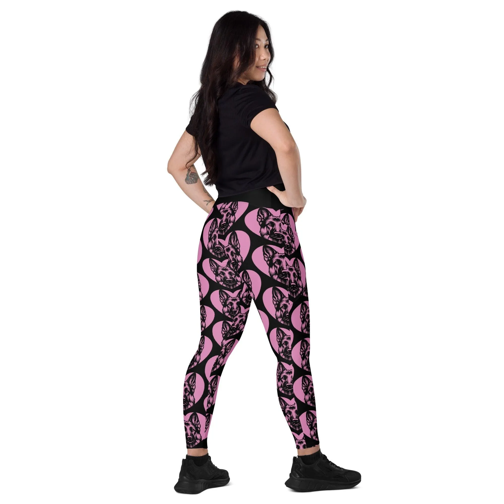 DOG BREED LEGGINGS with pockets - GERMAN SHEPHERD - HERTTAHOUND - pink