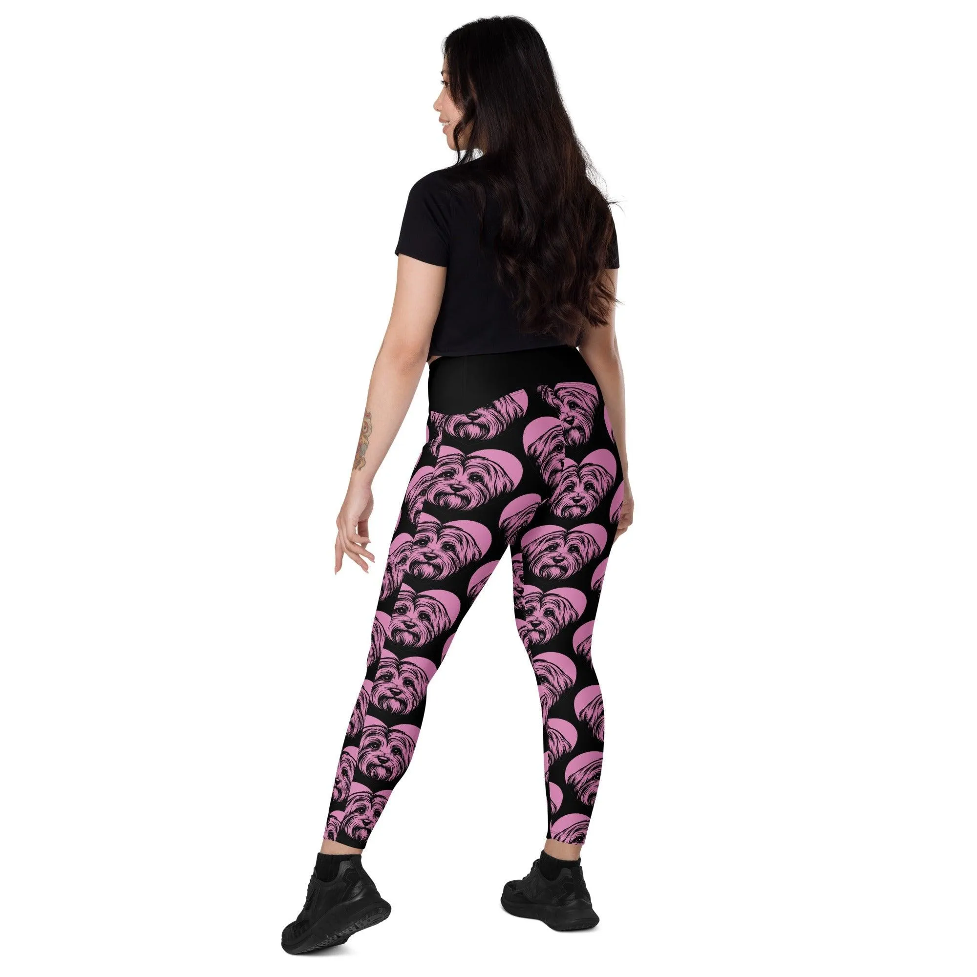 DOG BREED LEGGINGS with pockets - HAVANESE - HERTTAHOUND - pink