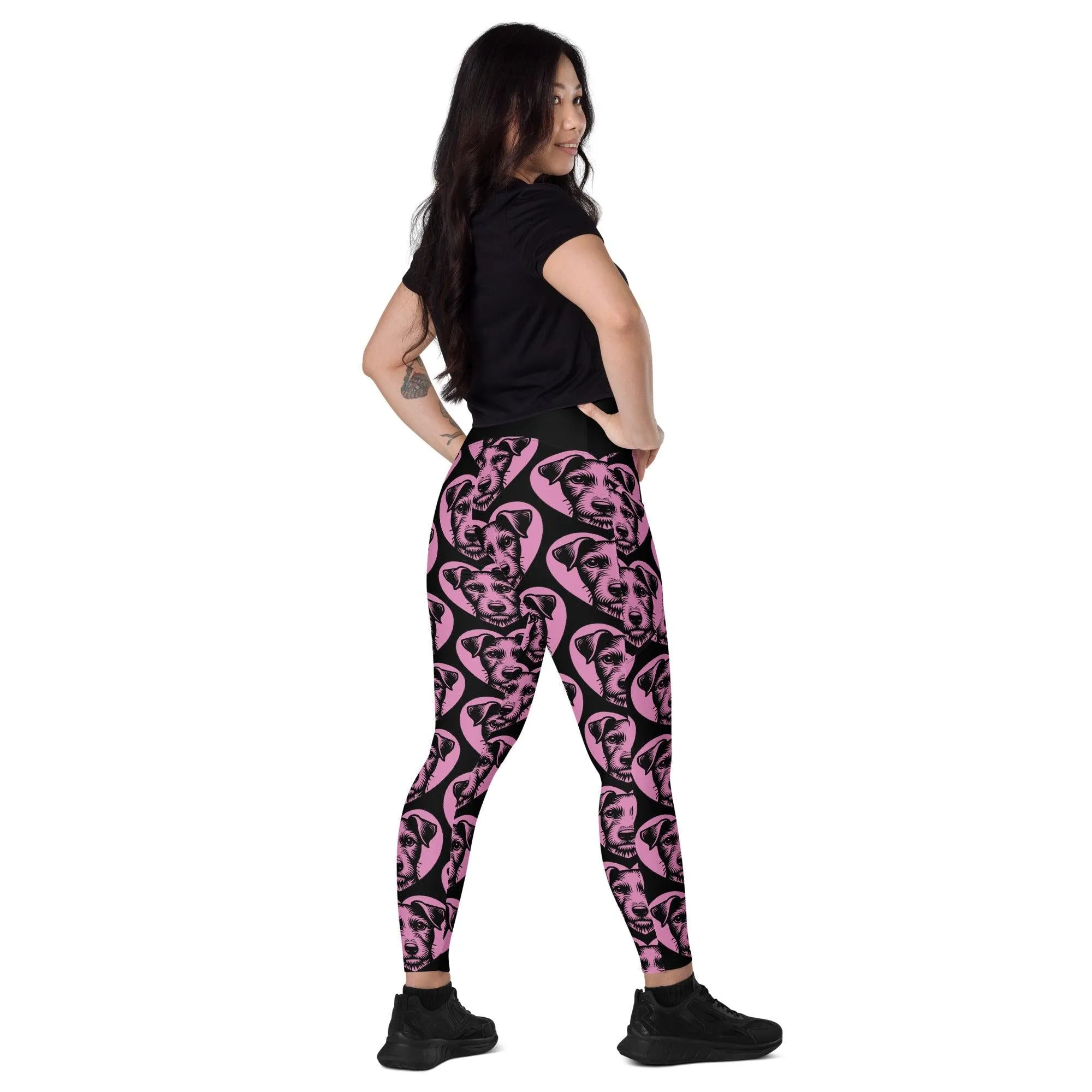 DOG BREED LEGGINGS with pockets - JACK RUSSELL TERRIER - HERTTAHOUND - pink