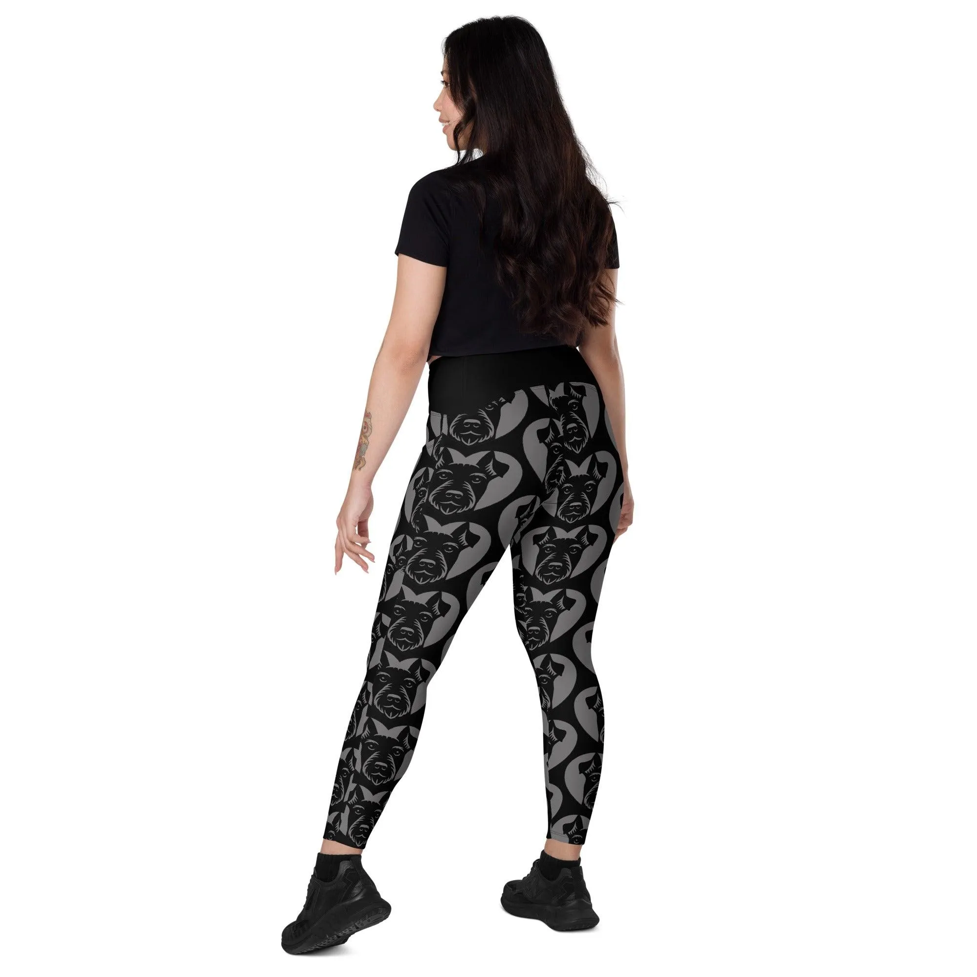 DOG BREED LEGGINGS with pockets - JAGD TERRIER - HERTTAHOUND - grey