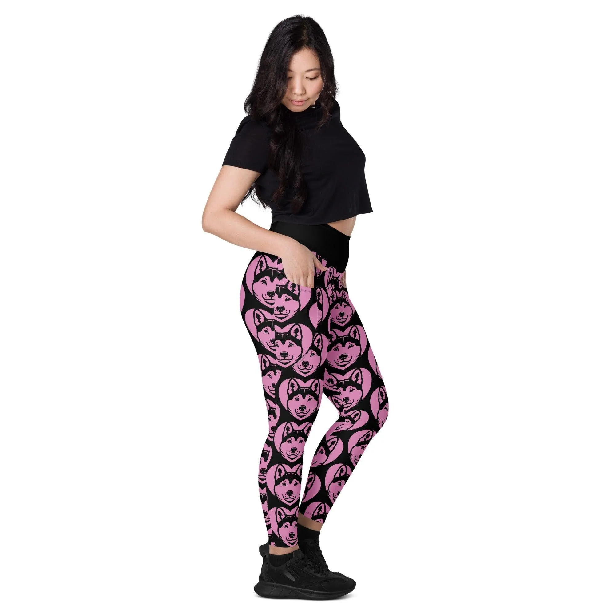 DOG BREED LEGGINGS with pockets - KISHU - HERTTAHOUND - pink