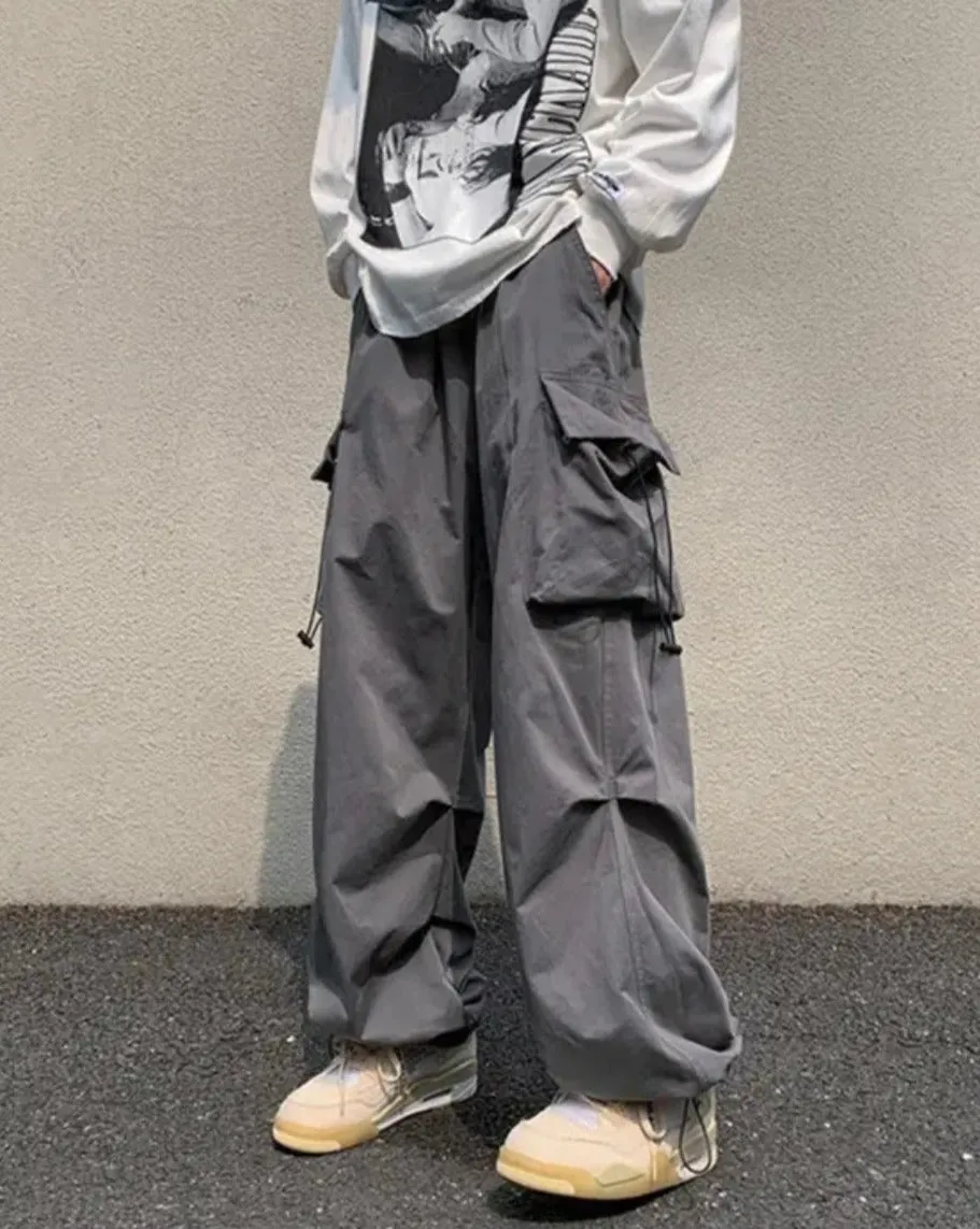 Elastic Waist Baggy Tracksuit Cargo Pants