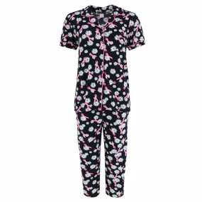 Elegant Emily Women's Daisy Pink Ribbon Capri Set