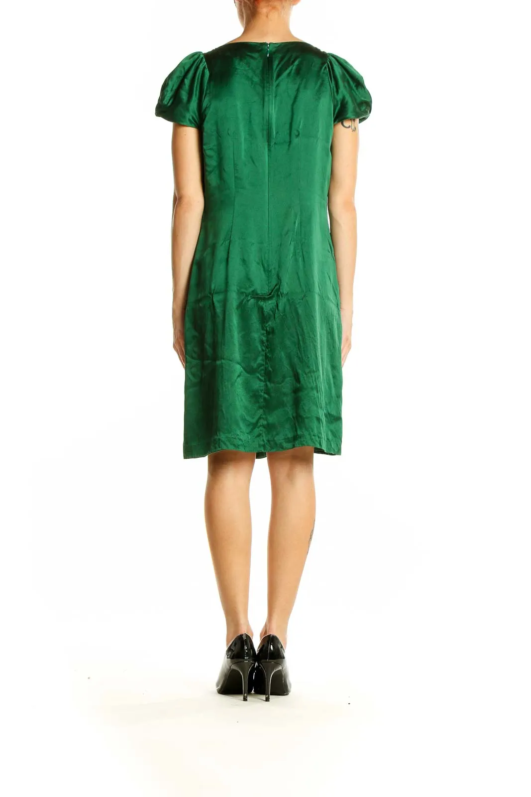 Emerald Green Silk-Blend Shift Dress