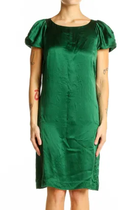 Emerald Green Silk-Blend Shift Dress