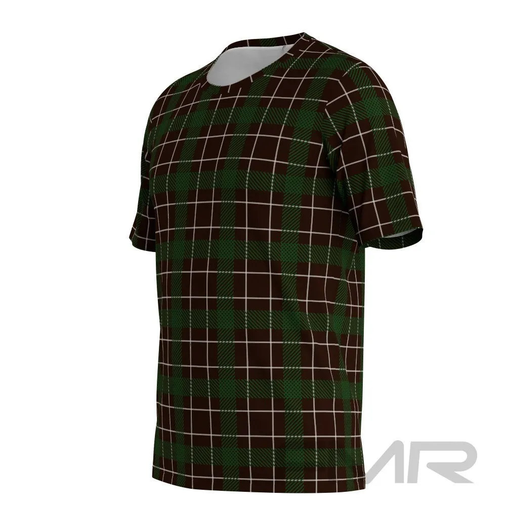 FMR Men's Green Check Technical Short Sleeve Running Shirt