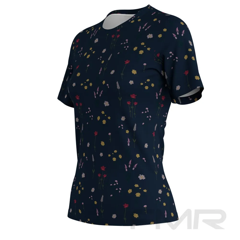 FMR Women's Floral Print Short Sleeve Running Shirt