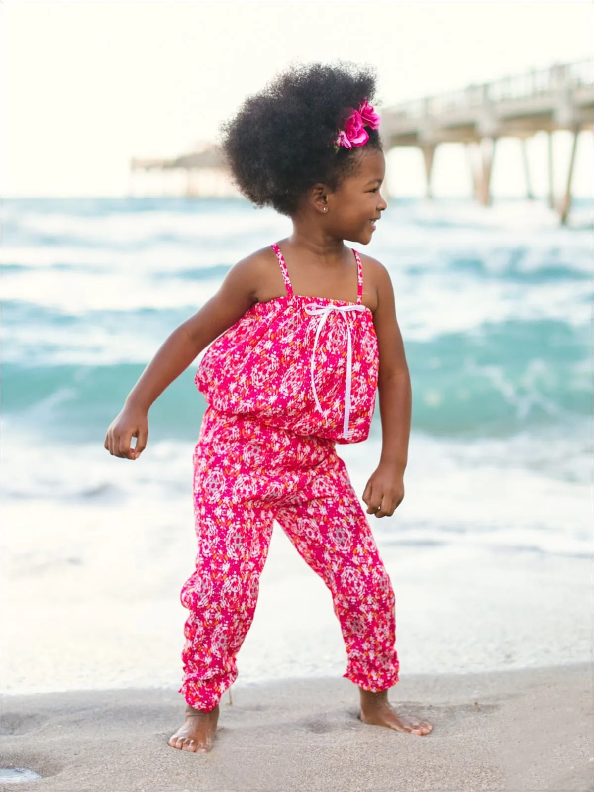 Girls Bubble Capri Set with Bow Detail