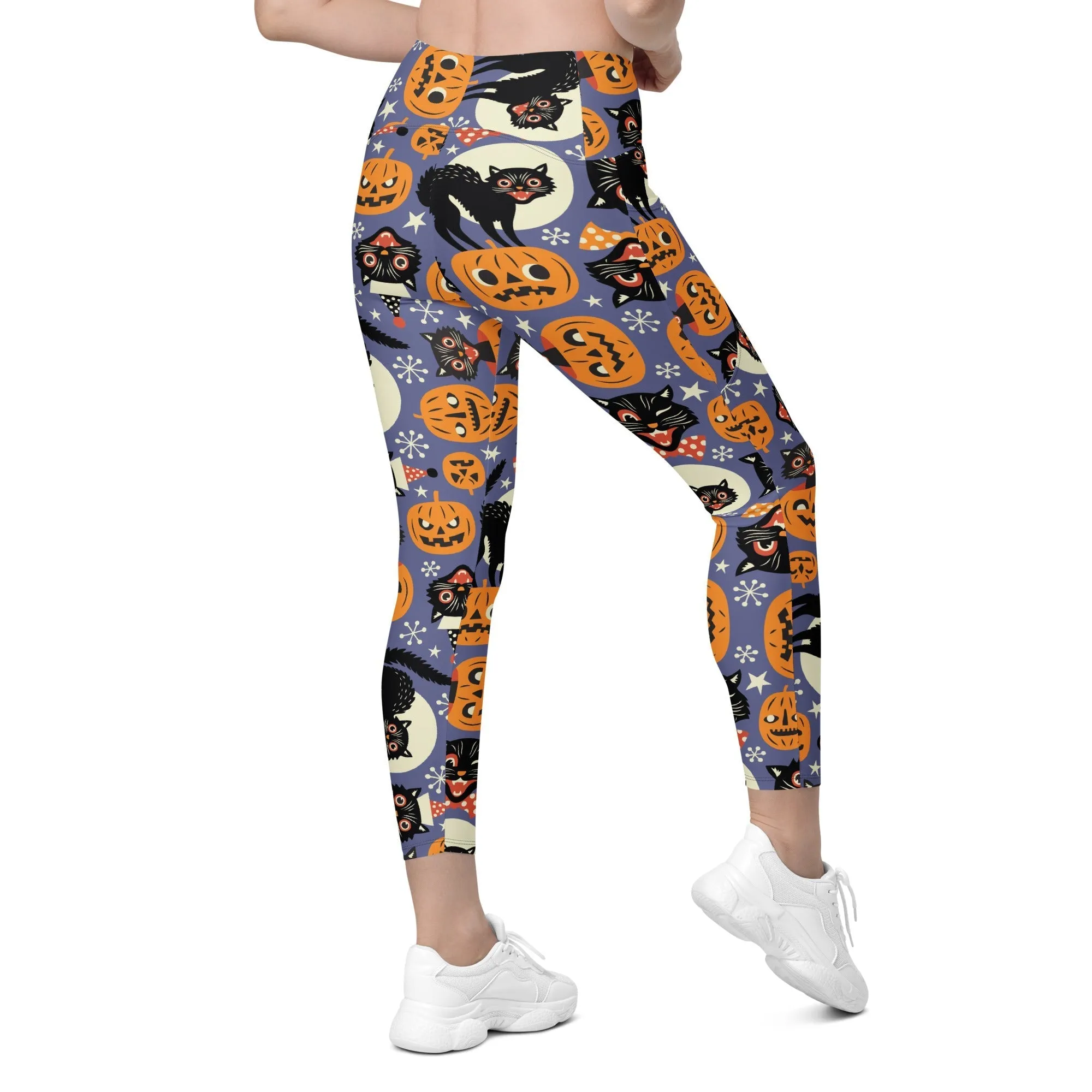 Halloween Print Leggings With Pockets