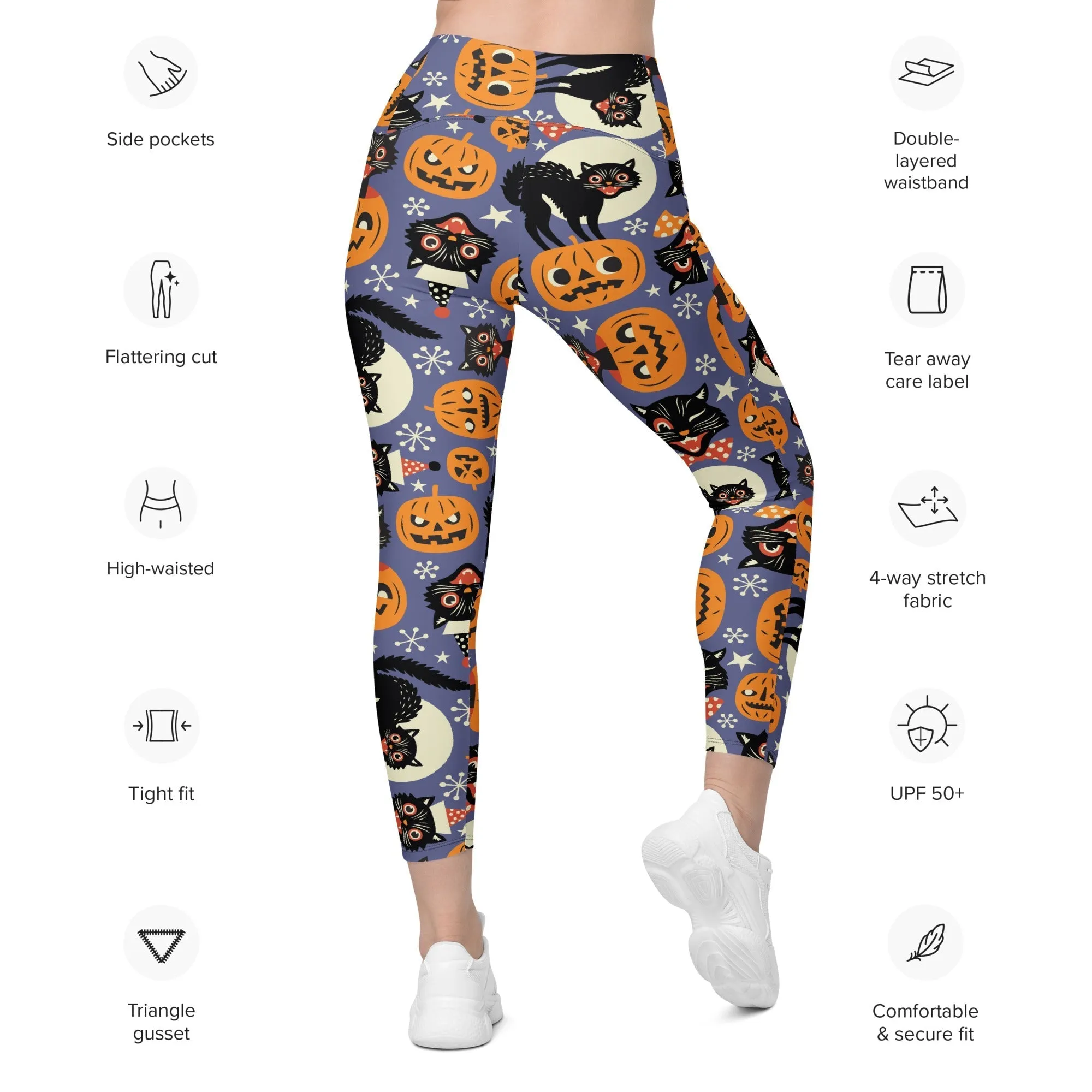 Halloween Print Leggings With Pockets