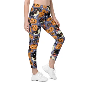 Halloween Print Leggings With Pockets