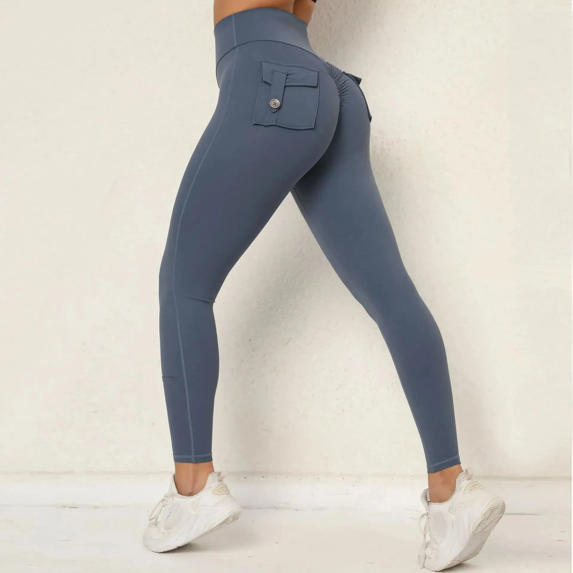 High Waist Yoga Pants with Pockets for Fitness Running and Sports