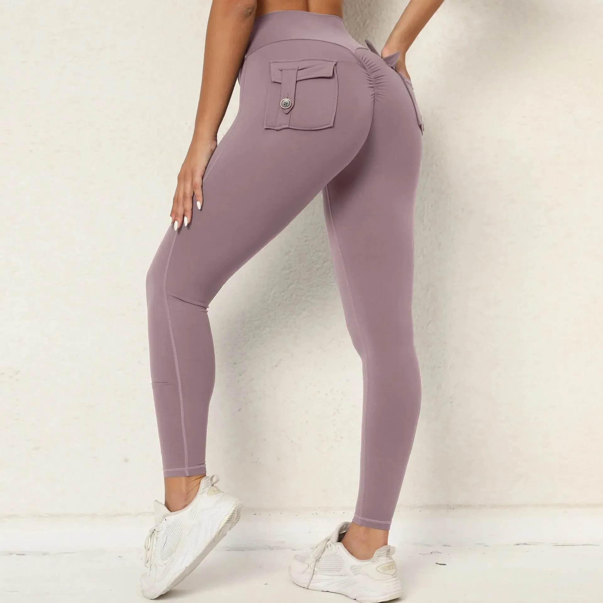 High Waist Yoga Pants with Pockets for Fitness Running and Sports