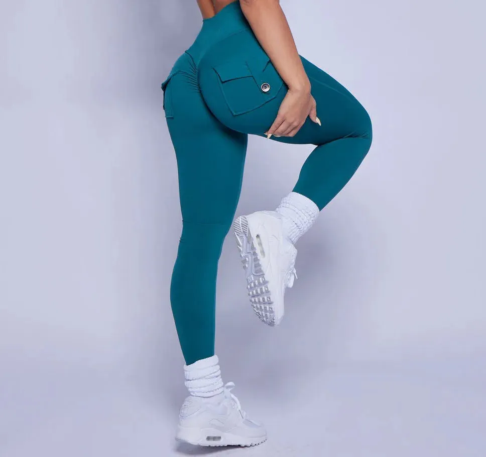 High Waist Yoga Pants with Pockets for Fitness Running and Sports