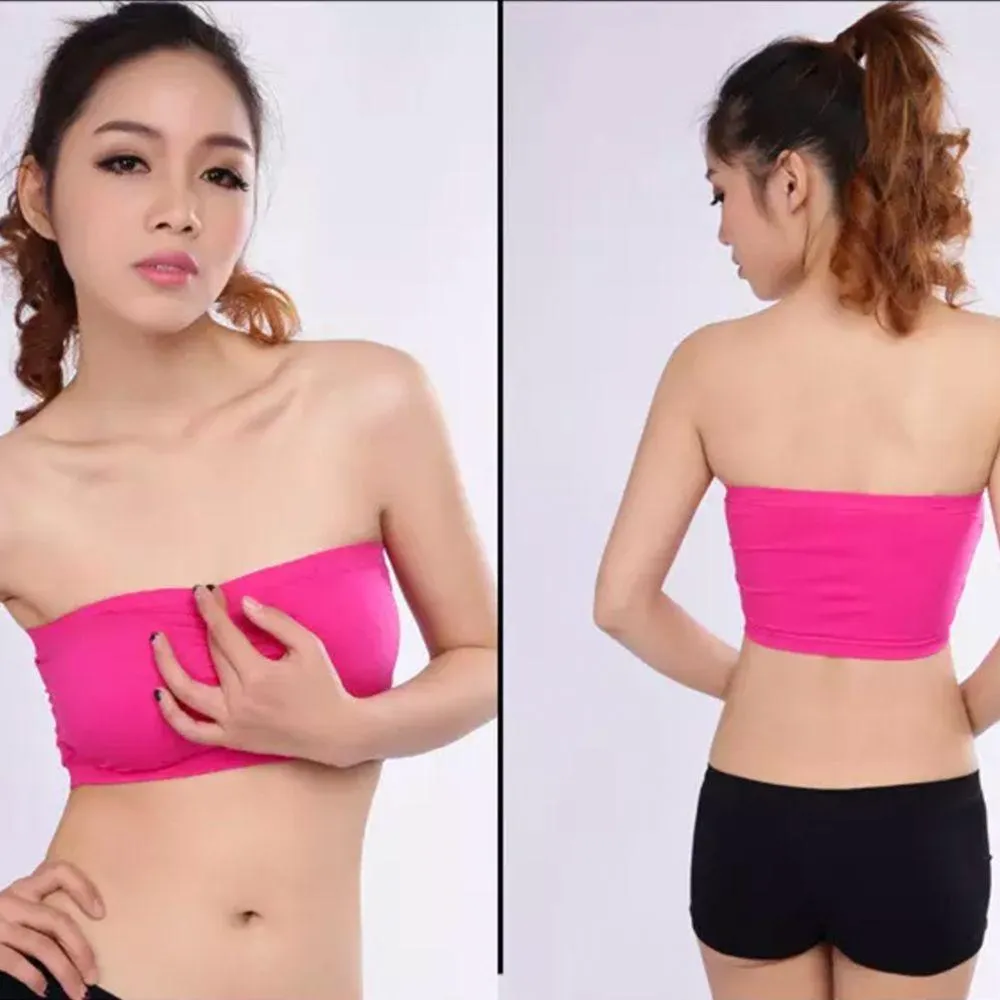 Hot Pink Sports Bra Strapless Non Padded