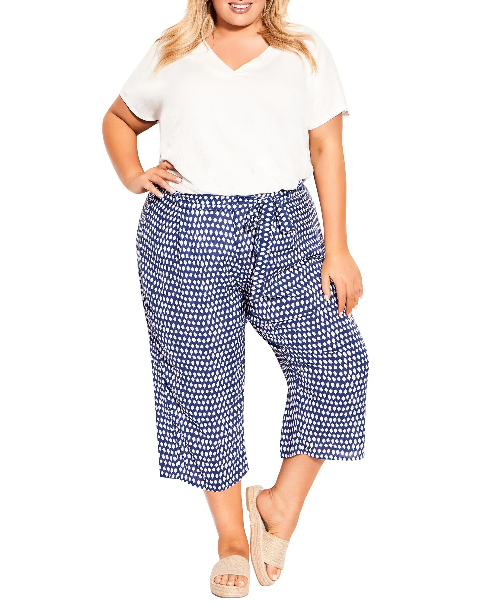 Iggy Belted Cropped Pants | Navy / White