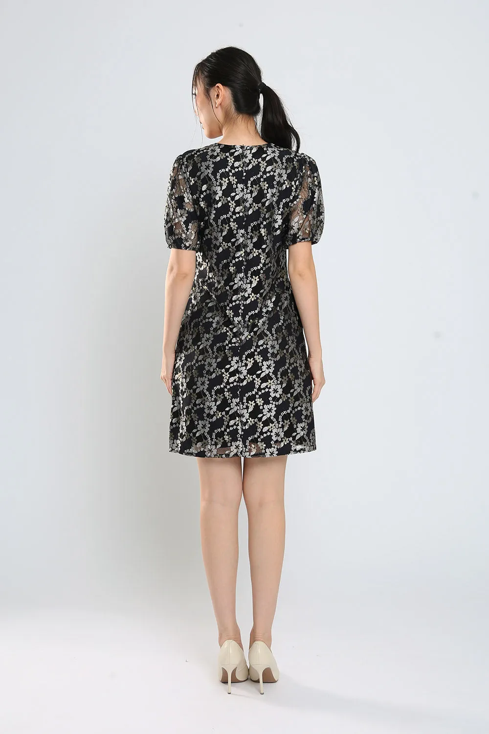 Junie Shift Dress in Black Lace