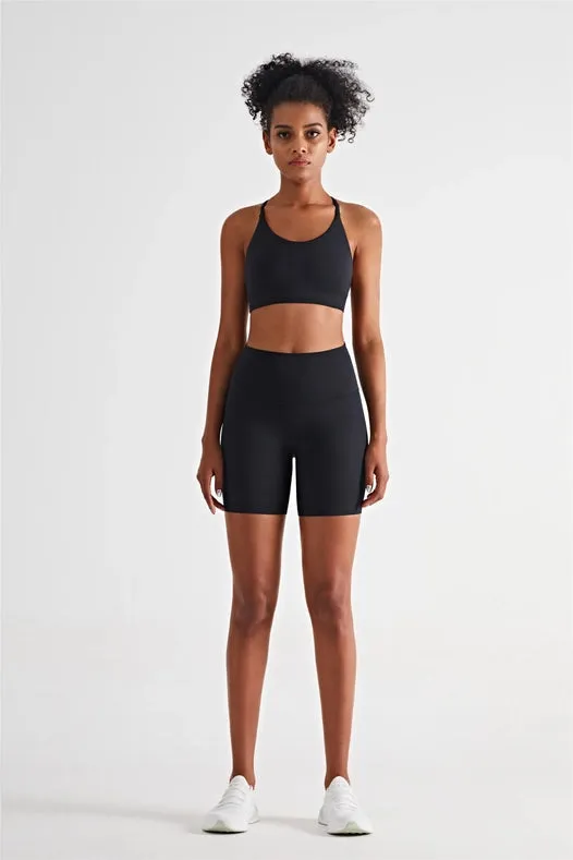 Luna Triangle-Back Sports Bra Black