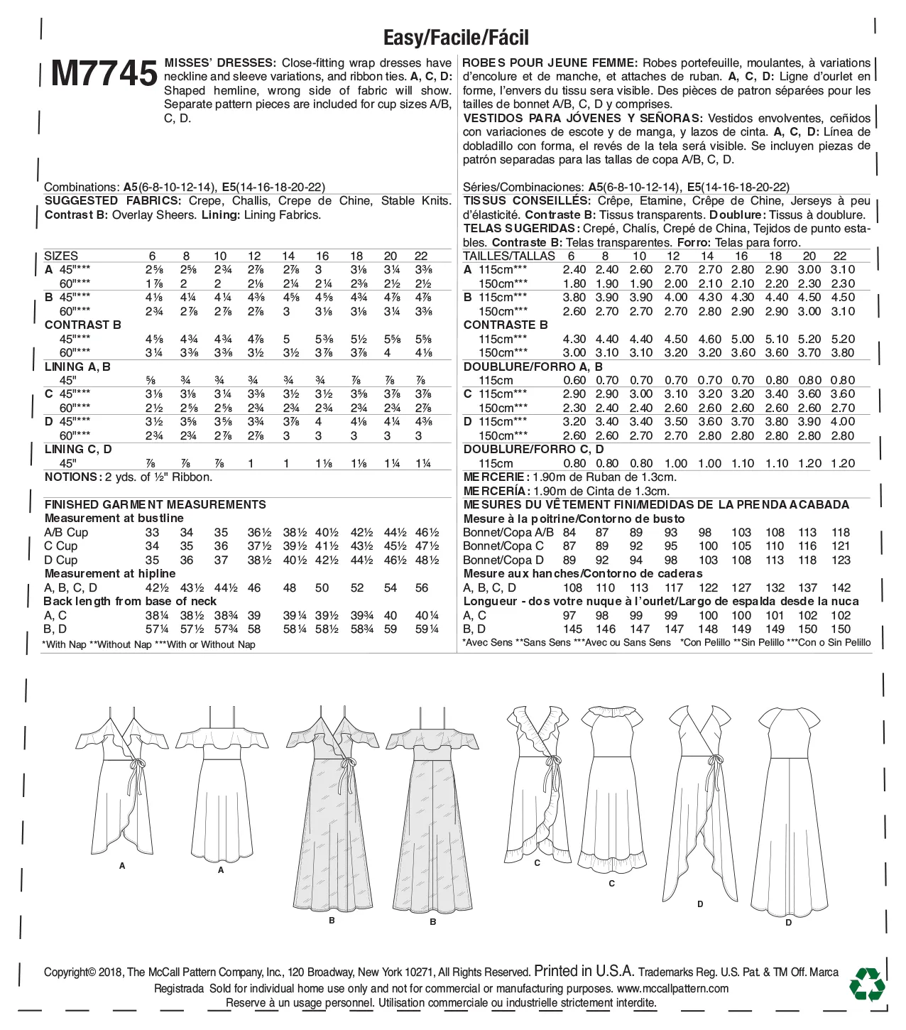 M7745 Misses' Dresses