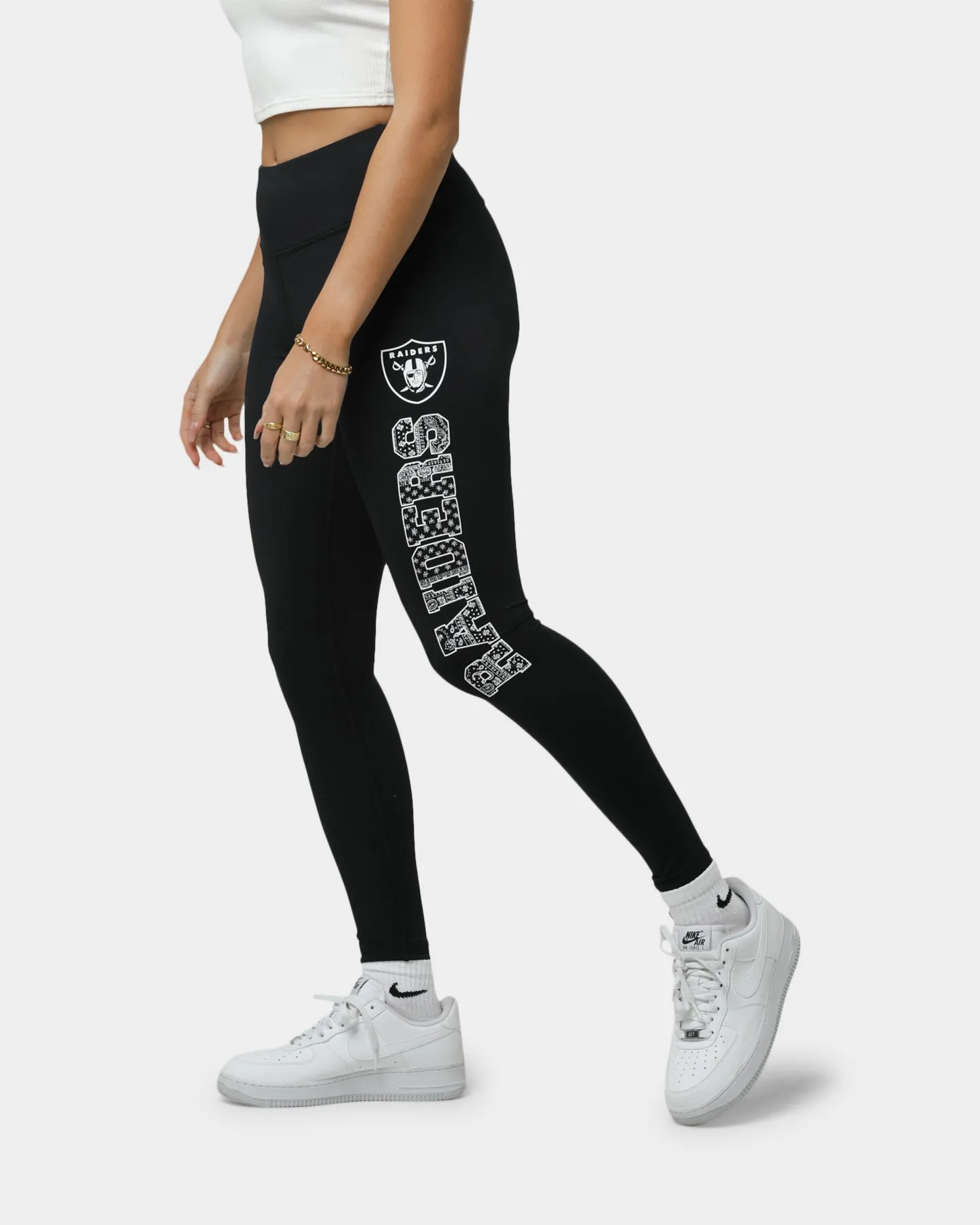 Majestic Athletic Women's Las Vegas Raiders Paisley Wordmark Leggings Black