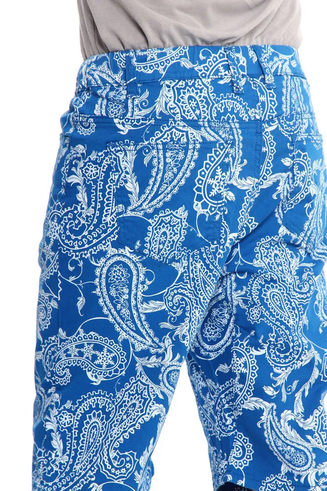 Men's Paisley Twill Dropcrotch Shorts