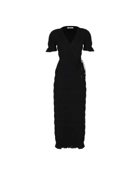 MIRELLA SHORT SLEEVE WRAP DRESS BLACK