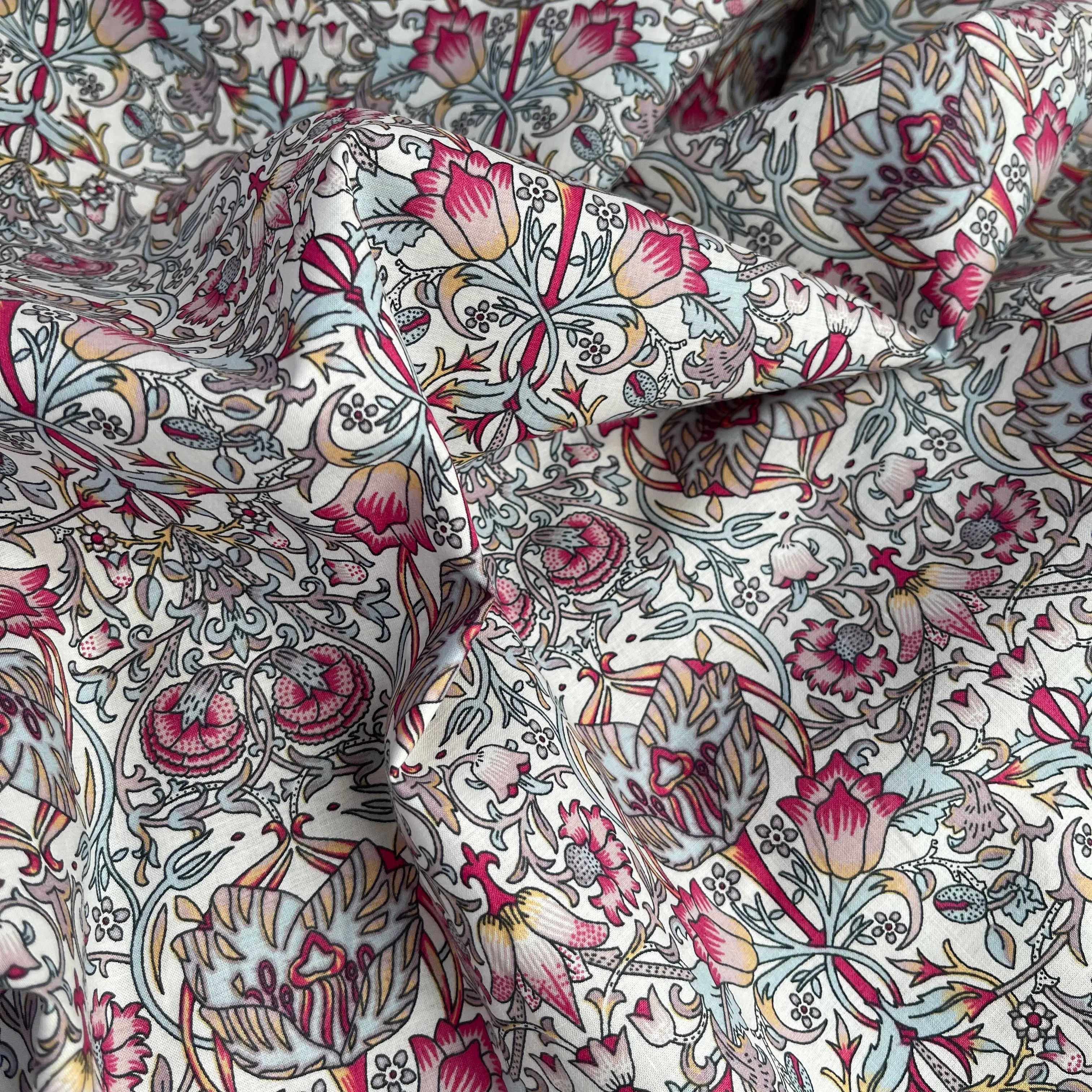 Morris Pink Cotton Lawn Fabric