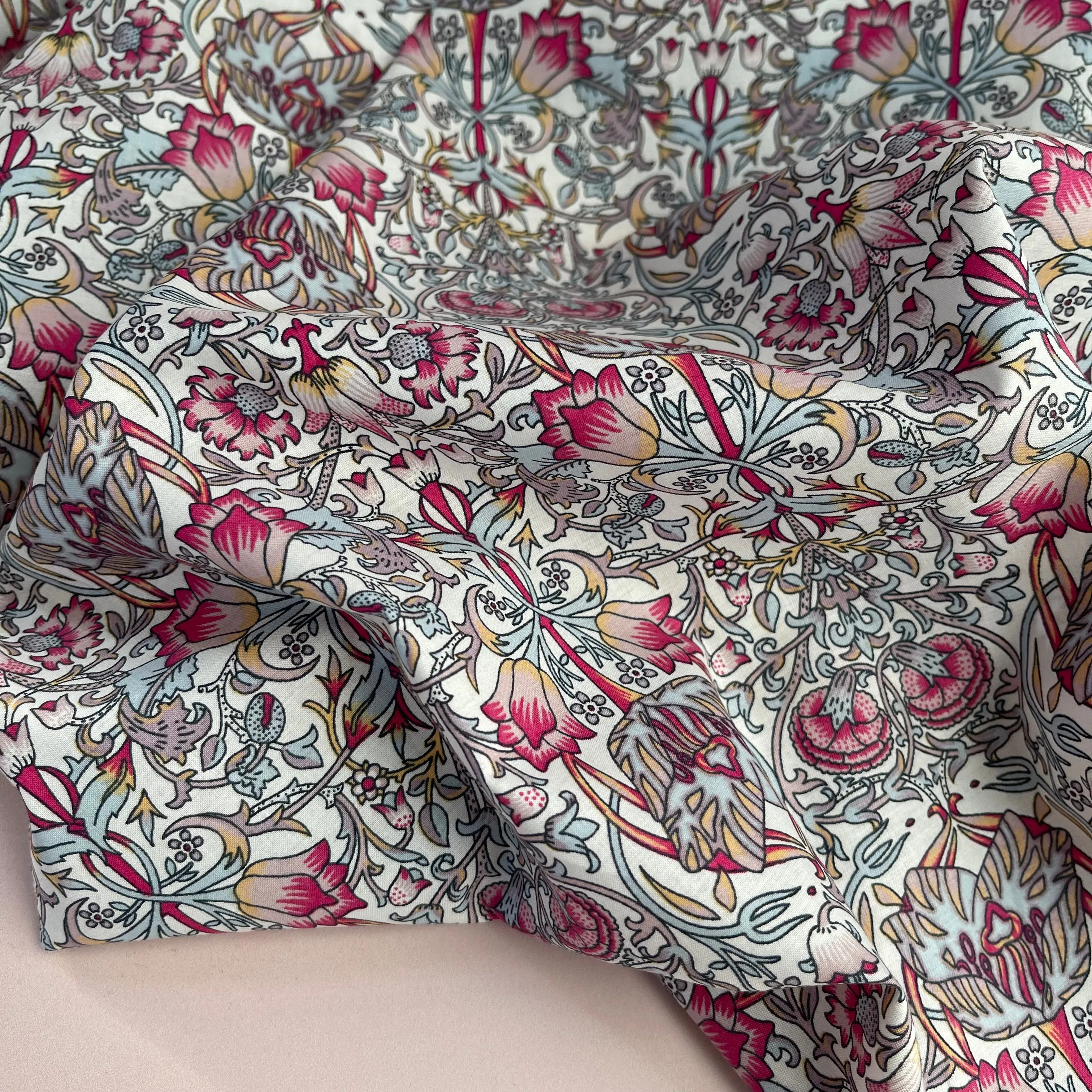 Morris Pink Cotton Lawn Fabric