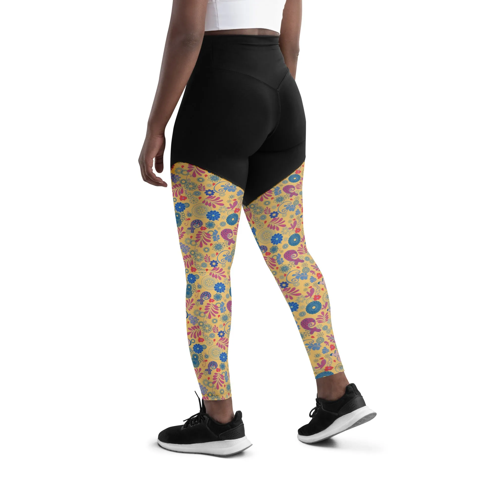 Mustard Paisley Sports Leggings